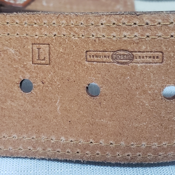 Fossil NWT Stretch Khaki Stripe Elastic Belt Sz L - Picture 9 of 9